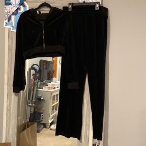 Back velvety sweat set